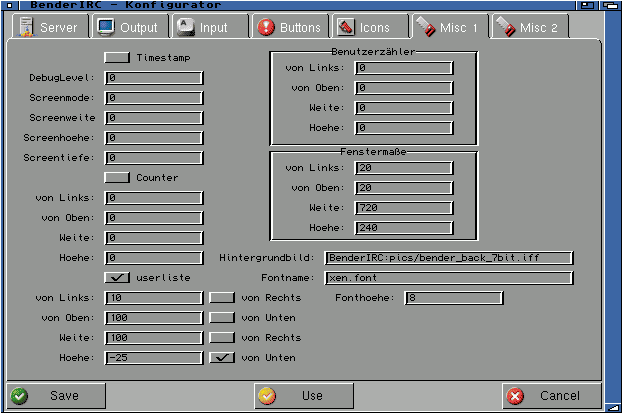 Benderirc config view